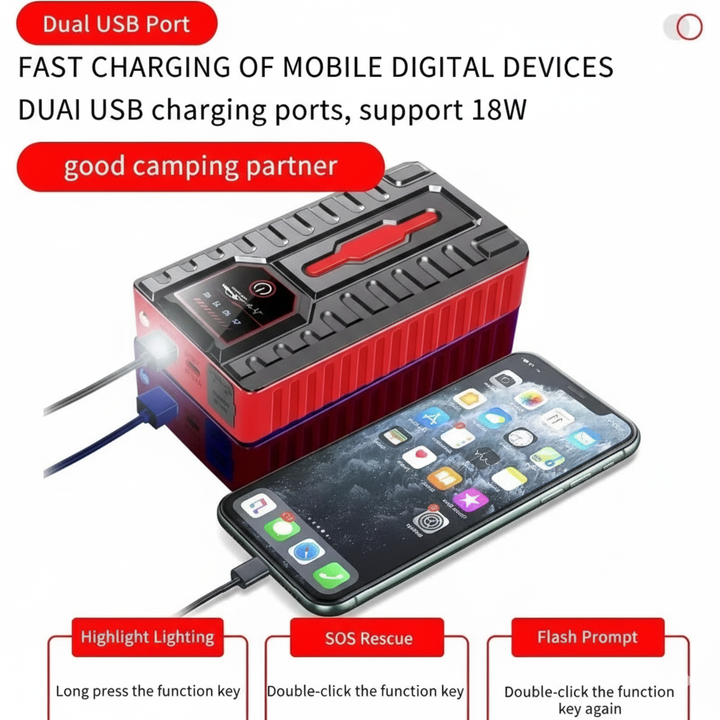 Booster Jumper Starter – Portable Car Battery Jump Starter Power Bank