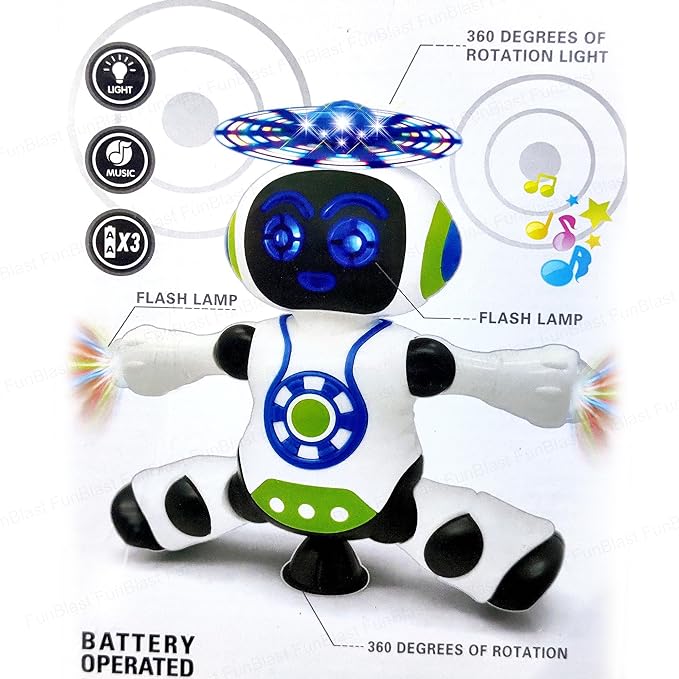 FunBlast Dancing Robot – LED Music Robot Toy for Boys & Girls